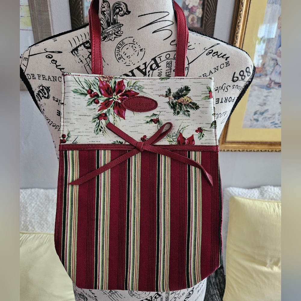 Longaberger Red and Green Tote Bag with Classic Design